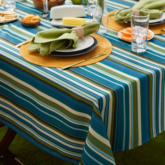 Beachy Stripe Print Outdoor Tablecloth, 60" x 84"
